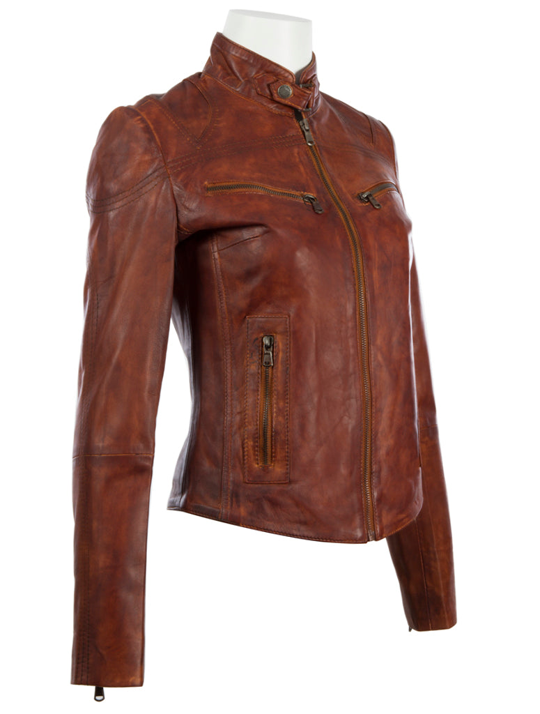 AVIATRIX Women's Super-Soft Real Leather Fitted Fashion Jacket (CRD9) - Nevada Timber
