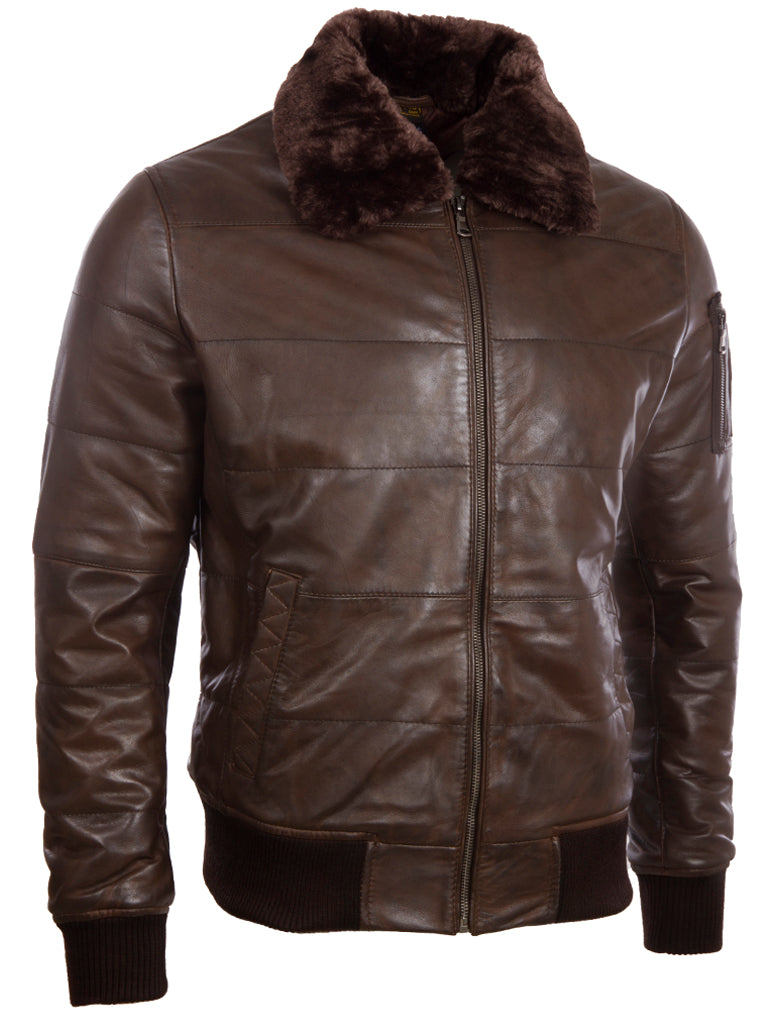Aviatrix Men's Real Leather Pilot Aviator Fashion Jacket (ZADV) - Nevada Brown