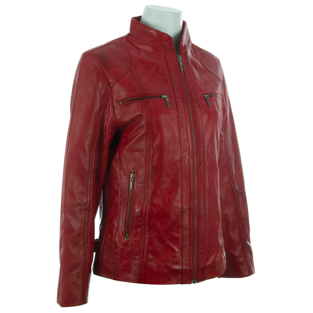 OBFQ Women's Biker Jacket - Red