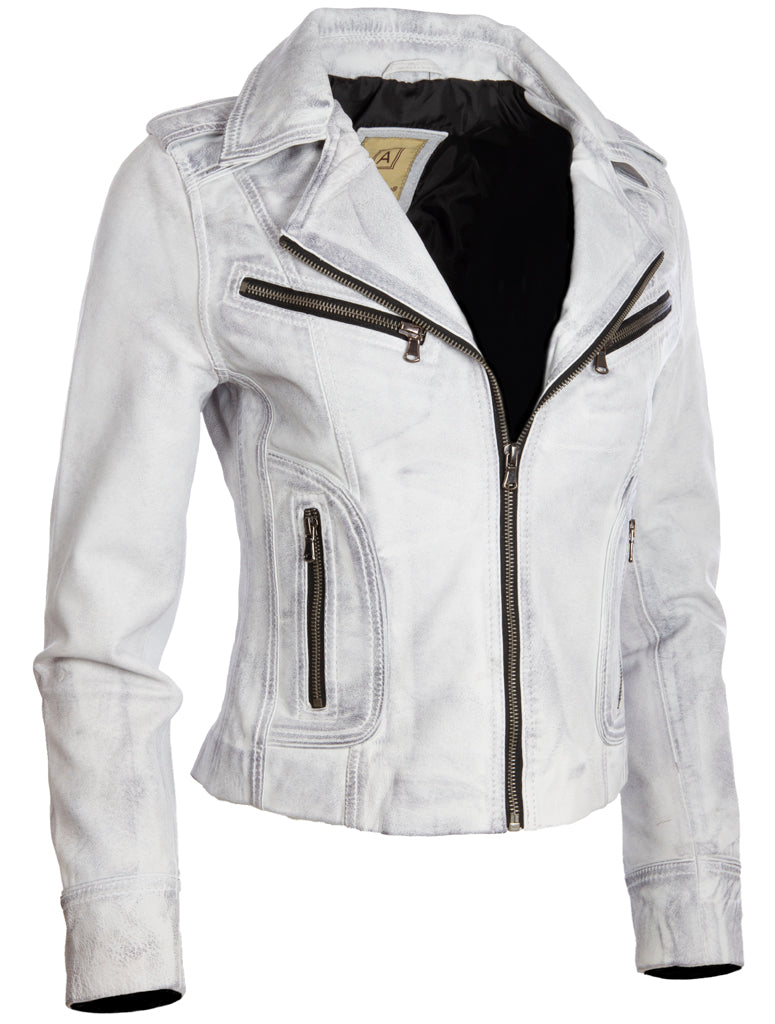 N8UL Women's Biker Jacket - Dirty White