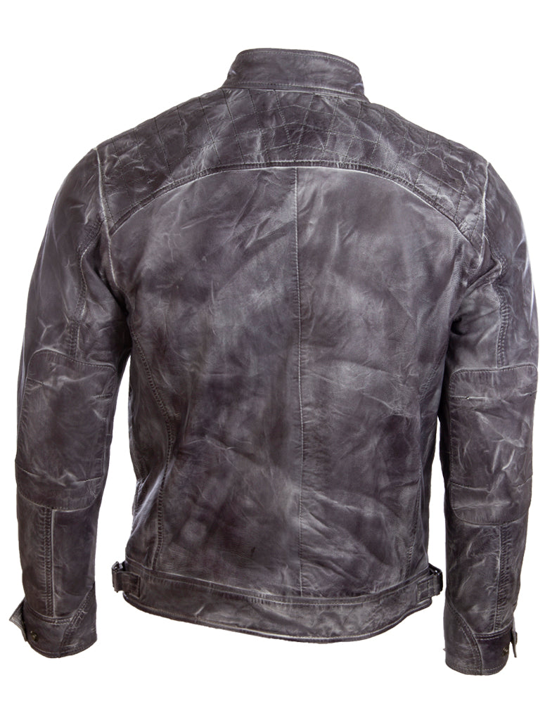 Aviatrix Men's Real Leather Crosshatch Shoulder Detail Fashion Jacket (44T9) - Ghost