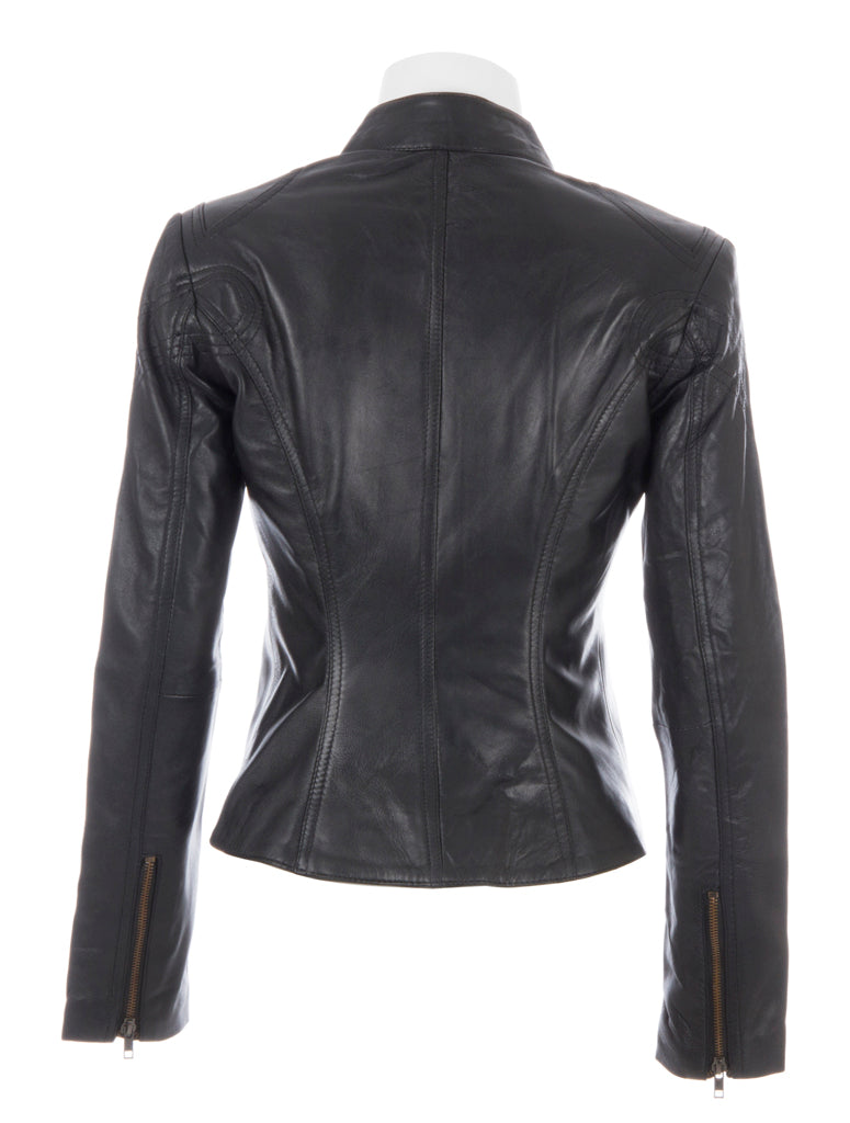 AVIATRIX Women's Super-Soft Real Leather Fitted Fashion Jacket (CRD9) - Black