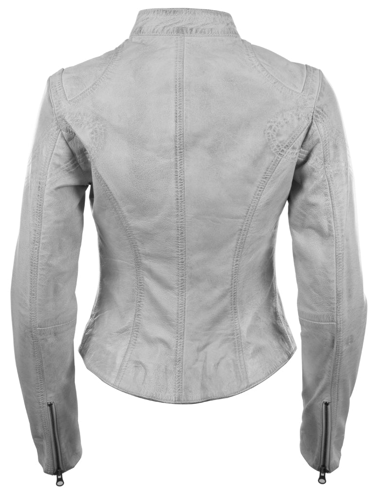 AVIATRIX Women's Super-Soft Real Leather Fitted Fashion Jacket (CRD9) - Dirty White