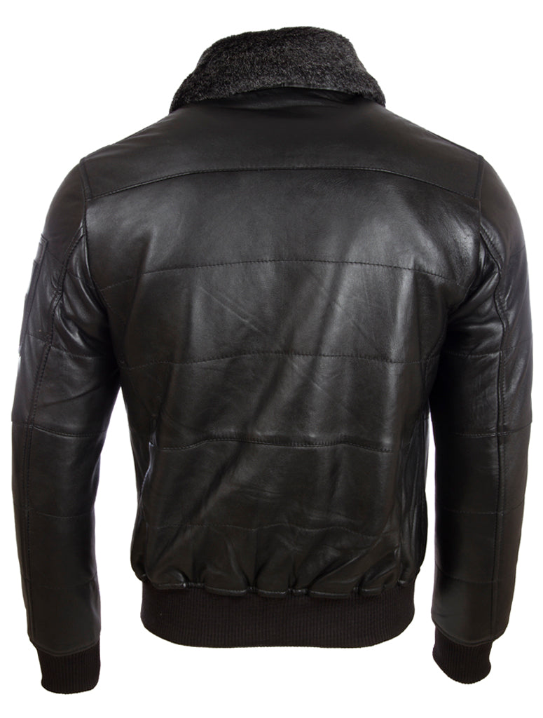 Aviatrix Men's Real Leather Pilot Aviator Fashion Jacket (ZADV) - Black