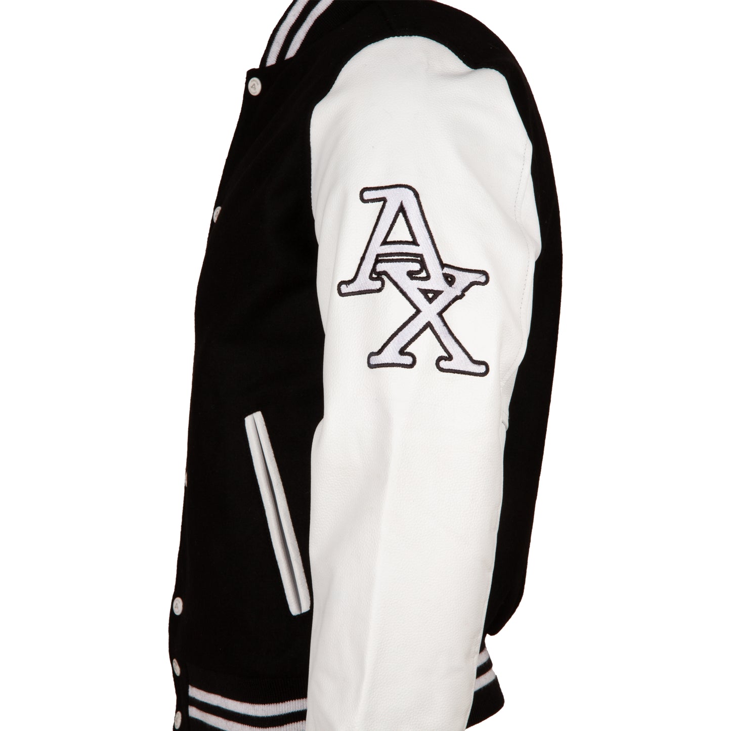 Aviatrix Men’s Leather And Wool Varsity Letterman College Fashion Jacket (Y3EZ) - AX2