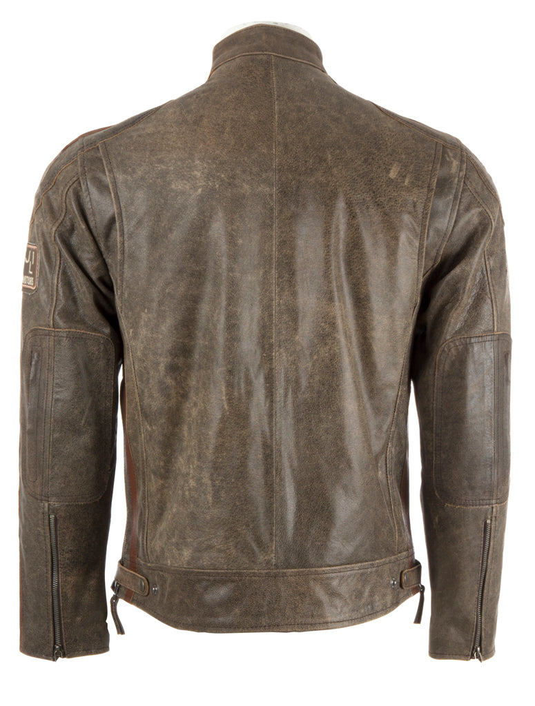 Aviatrix Men's Super-Soft Real Leather Band Collar Patch Fashion Biker Jacket (CXUS) - Desert Tan