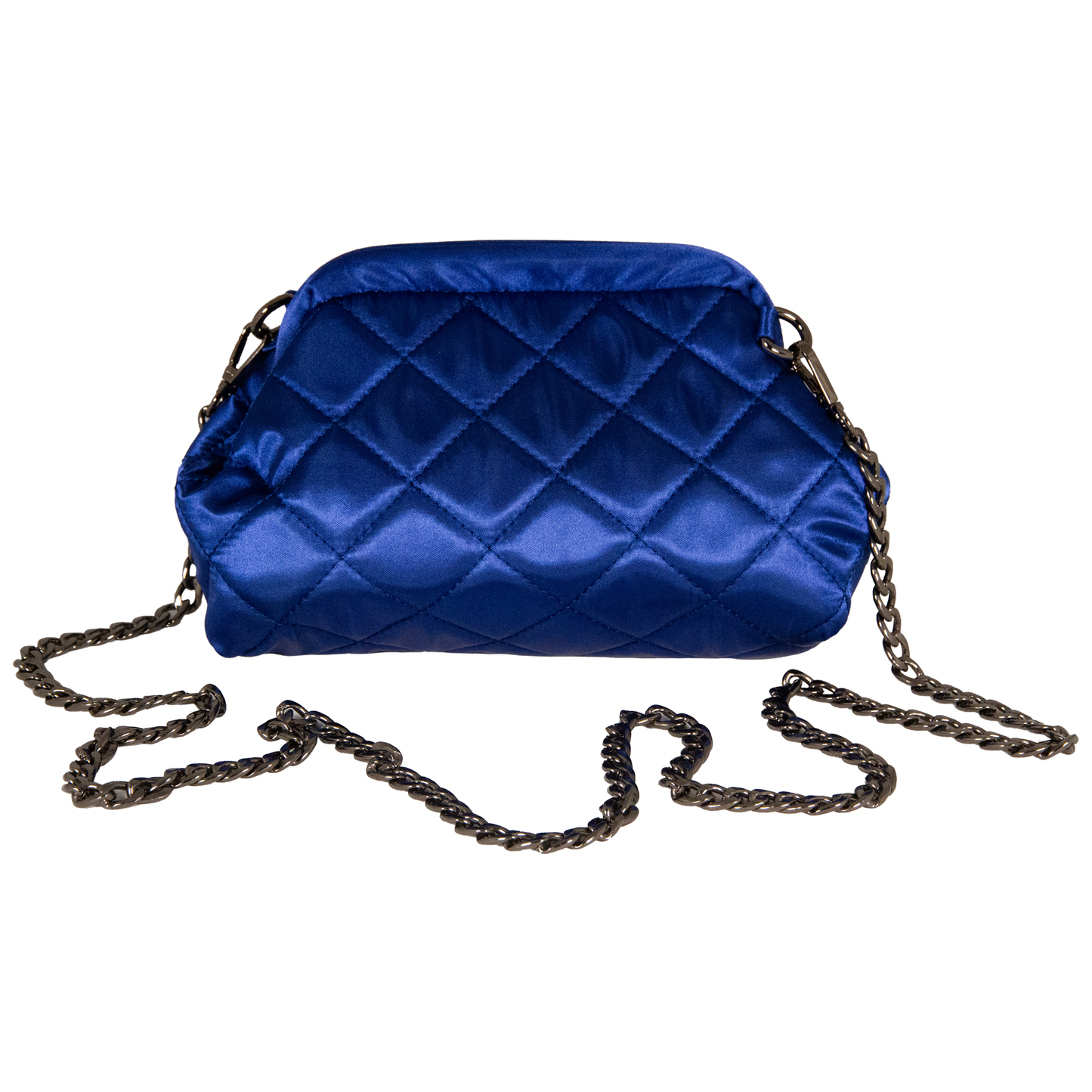UNTRUE Women’s Haute Couture Chain Design Shoulder Evening Party Purse Clutch Bag Handbag Vegan Leather (FNNR) - Blue
