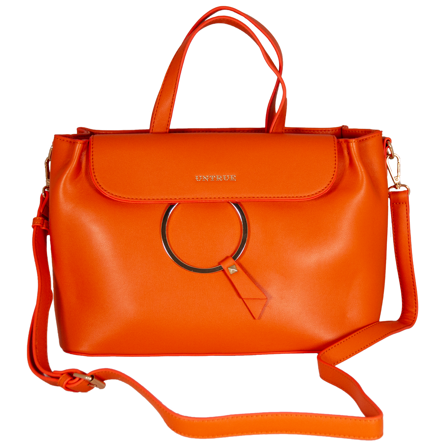 UNTRUE Women’s Charm Top-Handle Shoulder Bag Handbag Vegan Leather (Z5B2) - Orange