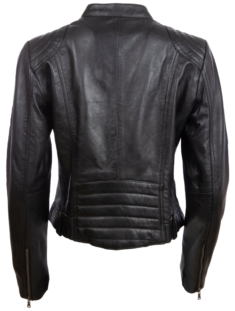 Aviatrix Women’s Real Leather Short Fashion Biker Jacket (FPHE) - Noir