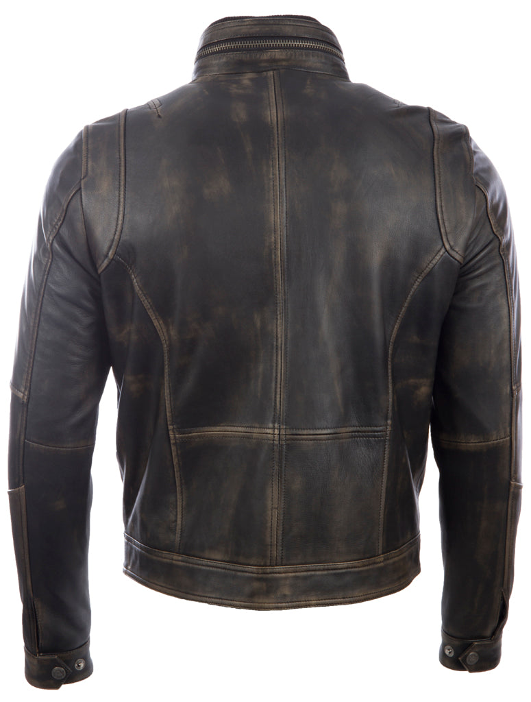 Men’s Real Leather Special Vintage Distressed Fashion Jacket (S8T4)