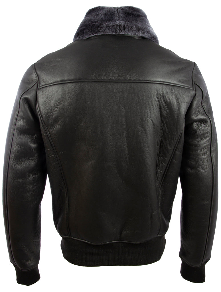 Aviatrix Men's Real Leather Shearling Fashion Bomber Jacket (7DIA) - Snowtop Fur