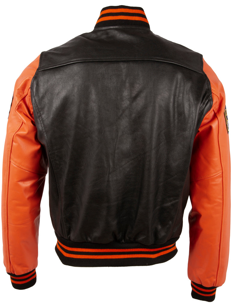 VZH7 Men's Varsity Jacket - Black/Orange