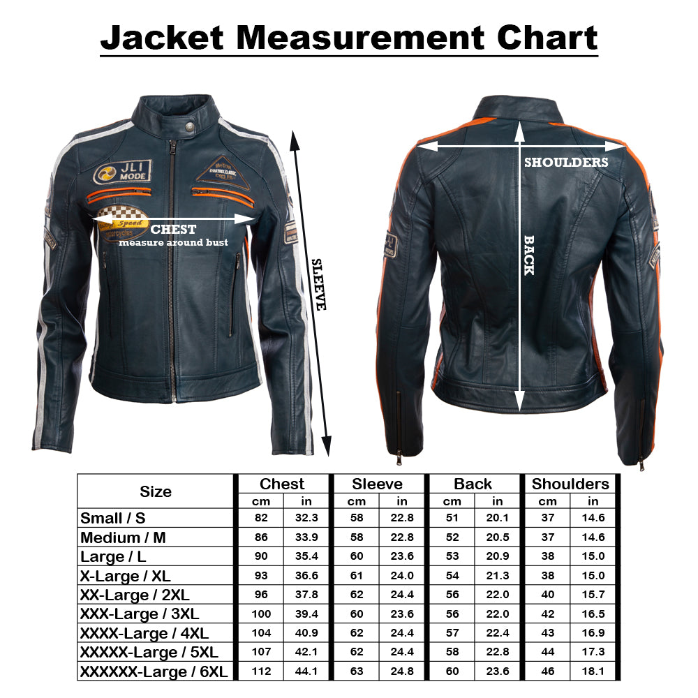 Aviatrix Women's Super-Soft Real Leather Band Collar Patch Fashion Biker Jacket (QOOC) - Light Orange