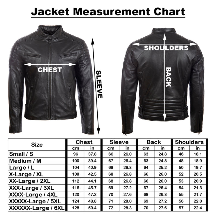 Aviatrix Men's Real Leather Biker Jacket Shoulder Detailing (T86N)